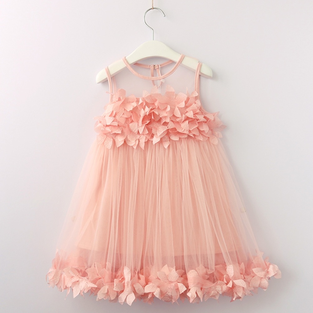 Pink Pom Pom Floral Dress